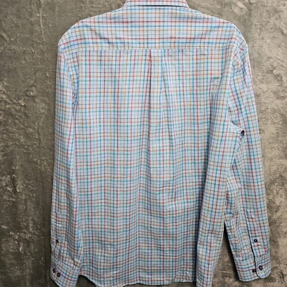 Johnnie-O Shirt Button Up Shirt Mens Medium Long Sleeve Top Shelf Blue Plaid - Picture 10 of 12